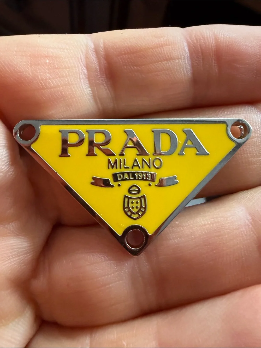 Unbranded Yellow / silver Triangle Logo Key/Card Charm